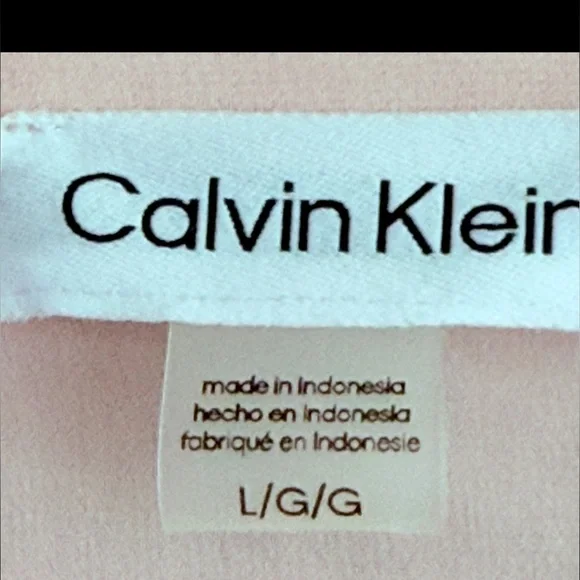 Calvin Klein Short Sleeve Chiffon Blouse V-neck Pale Pink Size L - Picture 3 of 9
